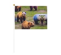 De nombreux ours colorés - Mini drapeau portable pour jeux sportifs et festivals - Décoration de défilé - 14 x 20,8 cm
