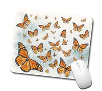 De Nombreux Papillons Monarques en Vol Tapis De Souris Bords Cousus Mouse Pad Petit Mousepad pour Voyage Maison Bureau 25X30Cm