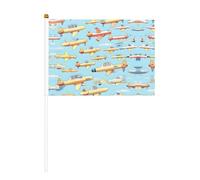 De nombreux petits avions de dessin animé Mini drapeau portable pour jeux de sport et festivals Décoration Drapeau de défilé 14 x 20,8 cm