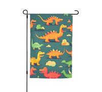 De nombreux petits drapeaux de jardin à imprimé dinosaure double face pour décorations extérieures