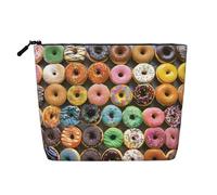 De nombreux styles de beignets imprimés trousse de maquillage de voyage imitation lin sacs cosmétiques sacs cosmétiques étanche organisateur pour femmes, Noir , Taille unique, Trousse de maquillage