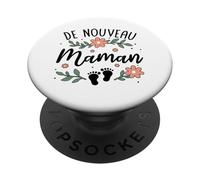 De Nouveau Maman 2026 - Annonce Grossesse Deuxième Enfant PopSockets PopGrip Adhésif
