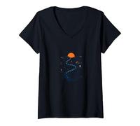 De Nouveau sur la Route : Voyage aventureux sur Une autoroute dans Le désert T-Shirt avec Col en V, Femme, Noir, S
