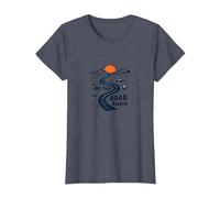 De Nouveau sur la Route : Voyage aventureux sur Une autoroute dans Le désert T-Shirt, Femme, Bleu Chiné, XL