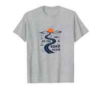 De Nouveau sur la Route : Voyage aventureux sur Une autoroute dans Le désert T-Shirt, Homme, Gris Chiné, M