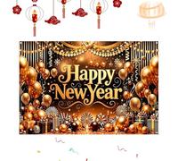 De Nouvel An Impression 2D de Ballons Dorés Affiche d'Écran | 99x150 cm Décoration Murale Bonne Année 2026 Pour Cérémonie de Graduation, Bal, Fête, Décoration, Patio, Maison,