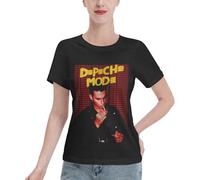 De&PE & Che T-shirt d'été pour femme avec imprimé graphique T-shirt basique col rond manches courtes vintage décontracté coupe ajustée, Depeche Mode-11, M