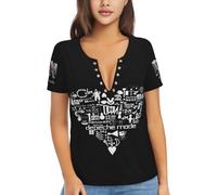 De&PE&Che T-shirt pour femme avec col en V et col en V profond avec œillets en acier inoxydable et manches courtes, Depeche Mode-9, M