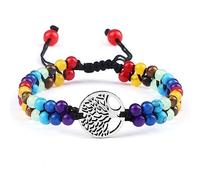 de Perles de guérison des 7 Chakras Arbre de Vie Charme Om Reiki équilibre Pierre Naturelle Bijoux Faits à la Main Bracelets d'enveloppement de Yoga