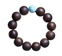 de Perles d'huile Noire en Soie Douce de Bois d'agar de Brunei 18 mm associé à des Perles de Dragon Turquoise en céramique, exsudant l'élégance la Puissance