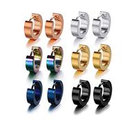 de petites boucles d'oreilles en acier inoxydable créoles hypoallergéniques pour homme et femme,6 paires（-）