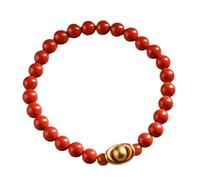 de Pierre de Pierre de Pierre Naturelle, Natural Cinnabar Gold Lingot à 6 mmmcristaux Braceletbracelet Talisman Stone Quartz Attirer la Richesse Bonne Fortune