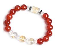 de Pierres précieuses Naturelles, Charme du Zodiaque Porte-Bonheur, Agate Rouge/Noire, amulette de Richesse en Quartz Blanc, Attire l'argent, la prospérité, la Chance, Agate Rouge, 12 mm