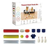 de piste de course à tubes transparents : jouet d'apprentissage | Comprend un séparateur en Y, des boules à dents et des mini bowling, une rampe interactive pour voitures avec des boules pour
