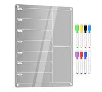 De planificateur de repas magnétique et de listes de choses à faire, marqueurs de tableau, tableau magnétique acrylique réutilisable pour la planification des listes de tâches à domicile et bureau