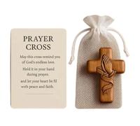 De Poche En Bois - Crucifix Fait Main, Symbole Religieux, Outil De Méditation Et De Foi, Cadeau De Dévotion À La Prise En Main Confortable | Petit Ornement Au Style Classique, Idéal Pour Les Col