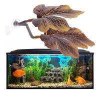 de poisson-pêche - feuille de repos Betta réaliste avec base de tasserie sous-trappe | Décoration flottante d'aquarium, feuille d'imitation pour la nidification et la tache de repos Betta, feu