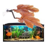 de poisson-pêche - feuille de repos Betta réaliste avec base de tasserie sous-trappe | Décoration flottante d'aquarium, feuille d'imitation pour la nidification et la tache de repos Betta, feu