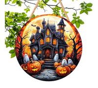 de porte d'Halloween - 2D Happy Halloween - Panneau en bois - Captain Haunted House - Festival fantôme à la - Pour jardin, maison, cheminée, cuisine, fenêtre, fête