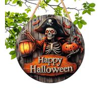 de porte d'Halloween - 30 cm - Décoration de porte effrayante - Squelette de porte suspendue - Décoration ronde - Scènes d'ornement - Accessoires pour fenêtre murale en intérieur et
