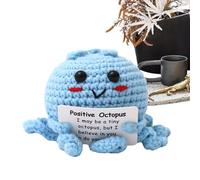 de poulpe | Artisanat tissé à la main | Petite peluche au crochet avec carte souffle et visage souriant | Cadeau à collectionner réfléchi pour amis Décoration de bureau et inspirer