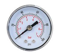 de pression mécanique 1/8 pouce BSPT Connexion arrière Double échelle Pointer Pointer pour l'huile d'huile Mesure du boîtier en métal durable du boîtier en métal transparent (0-100Psi, 0-7Bar)