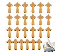 de prière pour la main - 6 x 3,4 x 1,2 cm, petite breloque de poche en bois de pin, tenant un crucifix de Jésus, cadeau chrétien portable de la taille d'une paume | Mini outil en bois pour la mé