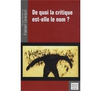 De quoi la critique est-elle le nom ? - Fabien Granjon - Mare & Martin - broché - Essai