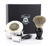 De Rasoir de Sécurité Ensemble Cadeau With 4 Différent Article en Noir (Noir Blaireau de Rasage, de Rasoir de Sécurité (Lames non Incluses),