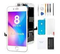 De Remplacement d'écran Premium pour iPhone 8 Plus (14 cm) écran LCD numérique 3D Touch Kits de réparation - avec Housse Gratuite, étanche adhésif, en Verre TREMPÉ, Outils, Mode d'emploi Blanc