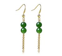 de Richesse de Jasper Feng Shui HEtian avec gemme Vert Authentique en Or 14k