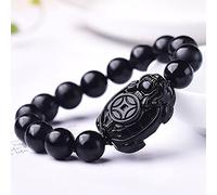 de Richesse en Obsidienne Noire Mate Naturelle, Bijoux Authentiques, amulette en Cristal de Chakra de guérison, Porte-Bonheur pour Hommes Femmes