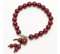 de Richesse Feng Shui en Cristal de cinabre Naturel WU Lou/calebasse Pendentif Rond Extensible en Perles Reiki Cristal Chakra Pierres Rouge Unisexe, 8 mm