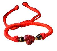 de Richesse Feng Shui en Fil Rouge cinabre avec 12 Animaux du Zodiaque, à Breloques en Cristal de guérison, Chakra Reiki pour Un Maximum de Chance en Argent, Femme Homme, Vache