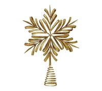 de sapin de Noël en fer - 33 cm - Décoration de sapin de Noël en métal doré | Motif flocon de neige creux et étoile - Décoration pour la maison, la boutique, ou les arbres carrés et présentoir