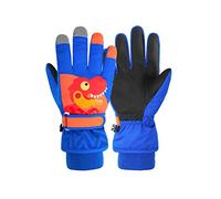 de Ski pour Enfants, Chauds, Coupe-Vent, Imperméables, 5 Couches de Protection avec Motif Antidérapant, Motif Dinosaure pour Le Snowboard, la Luge, Le Patinage, Les (Bleu Royal-Dinosaure #73)