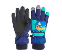 de Ski pour Enfants, Chauds, Coupe-Vent, Imperméables, 5 Couches de Protection avec Motif Antidérapant, Motif Dinosaure pour Le Snowboard, la Luge, Le Patinage, Les (Marine-Dinosaure #70)