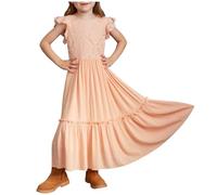de soirée pour Mariage Robe Fille Couleur Unie pour Enfants et, à Manches Courtes, Ourlet irrégulier, Princesse, vêtements en Jean Mi Longue F408B