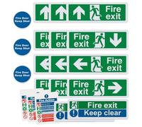 de sortie pour les entreprises | Lot de 21 autocollants de secours en cas d'incendie - Panneau pointant le haut, autocollant courant à droite, d'avertissement