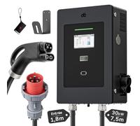 dé Station de Recharge Rapide DC 30 KW (CCS2) 7,5 m - Borne de Recharge pour VE avec écran Tactile 7 Pouces, RFID, OCPP 1.6J (LAN/WLAN/4G), IP55 IK08, DDR Type A, pour BEV et PHEV