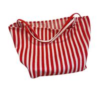 De Taille Tactique Sac rayé sac fourre-tout en toile pour femmes plage d'été tissu classique doux sac à main femme sac à poignée supérieure décontracté Lunch Isotherme Pour Hommes Avec (Red, One Size)