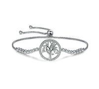 de Tennis Arbre de Vie en Argent Sterling 925 pour Femmes, Bolo réglable, Bijoux Fins