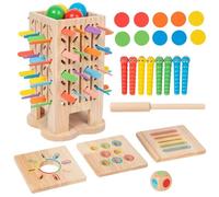 de Tirage de Bâton pour 5-en-1 d'équilibre en Bois pour avec Lancer de | Jouet d'Apprentissage pour Activités de Motricité Fine pour Salle de Classe Maternelle, Coordination Œil-Main, Réfle
