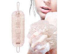 de toilette en luffa long et extensible, poignées en corde avec exfoliation pour le renouvellement de la peau pour le gel douche, adulte, homme, femme, usage familial, 14 x 49 cm