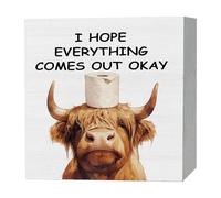 de vache en bois - Décoration de table à la ferme - Décoration d'animal occidental rustique de 12,7 cm - Grande en bois - Décoration d'étagère de cuisine de campagne - Pour maison