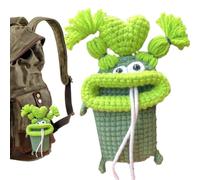 de voiture au crochet douillet avec design de bouche de | Boîte à clés en fil fait main avec doublure en microfibre ; accroche décorative pour sac à dos ou ceinture B
