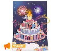 de vœux musicale - Design de célébration pop-up 3D, d'anniversaire avec lumière LED, cadeau décorative, mise en page imprimée créative avec bougie gonflable | musicale d'annive