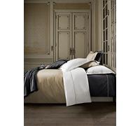 De Witte Lietaer Bumblebee Parure Percale Luxe Housse de Couette + Taies d'oreiller, Coton, Blanc/Vision Taupe, 260x240 cm
