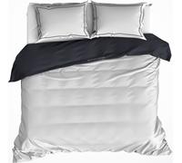 De Witte Lietaer housse de couette, Elegance Off White Ebony - 260 x 240 cm + 60x70 cm - satin de coton