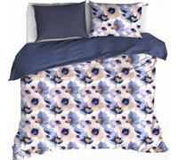 De Witte Lietaer housse de couette, Veronica Mood Indigo - 260 x 240 cm + 2x 60x70 cm - flanelle de coton